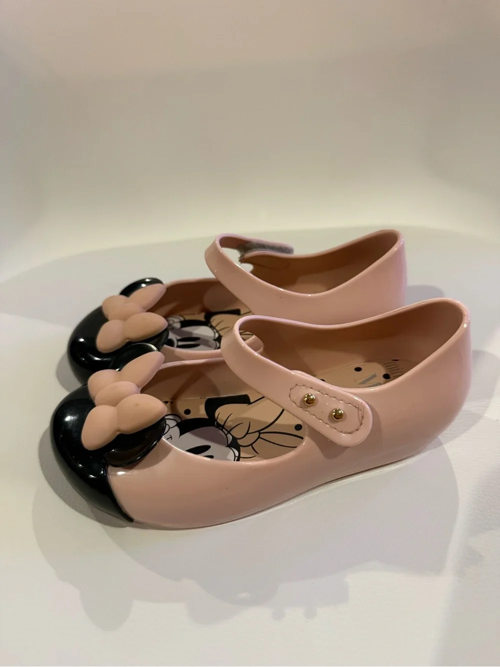 ☀️🌊 Mini Melissa’s Girls Pink Minnie Mouse Bow Mary Jane Kids Shoes NWT